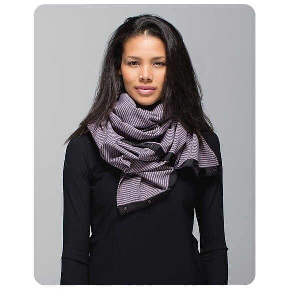 ! Lululemon Vinyasa Scarf Rulu Hyper Stripe Mauvelous Heathered Reversible Scarf - Picture 3 of 8